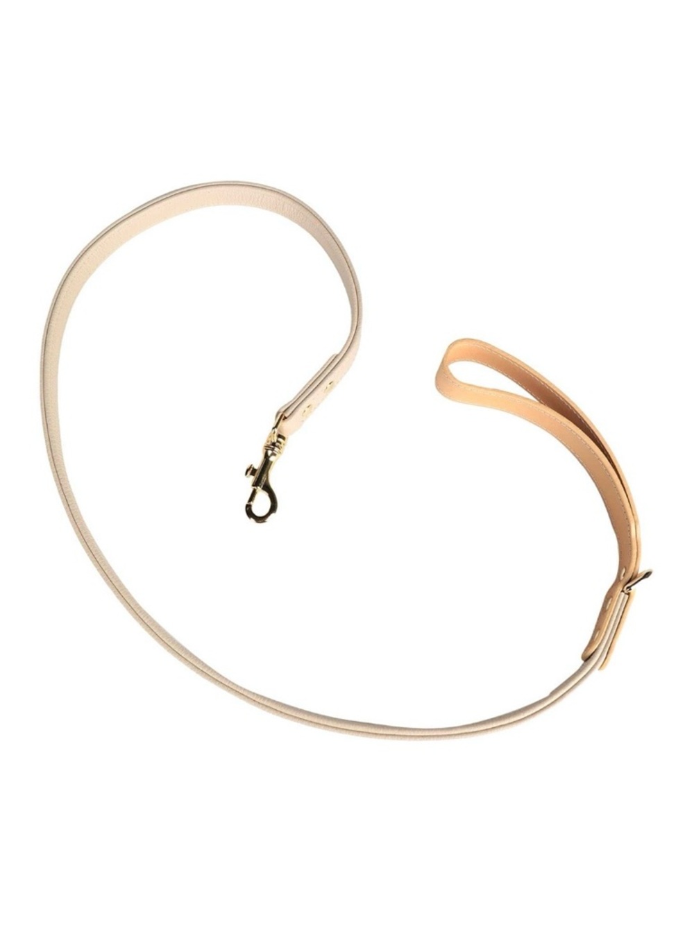 Sporty & Rich Beige Leather Dog Leash with Gold Clip Pet Accessory NEW NWT